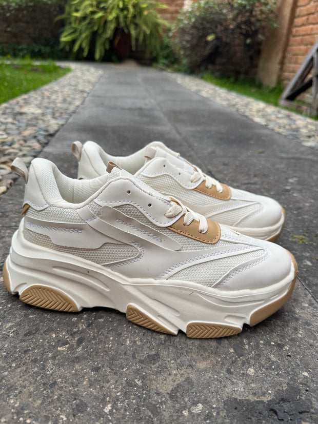 New York Sneakers Ivory detalles Camel
