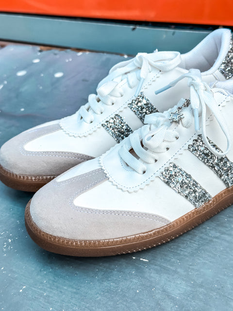 Sporty Glitter Sky Details White Sneakers