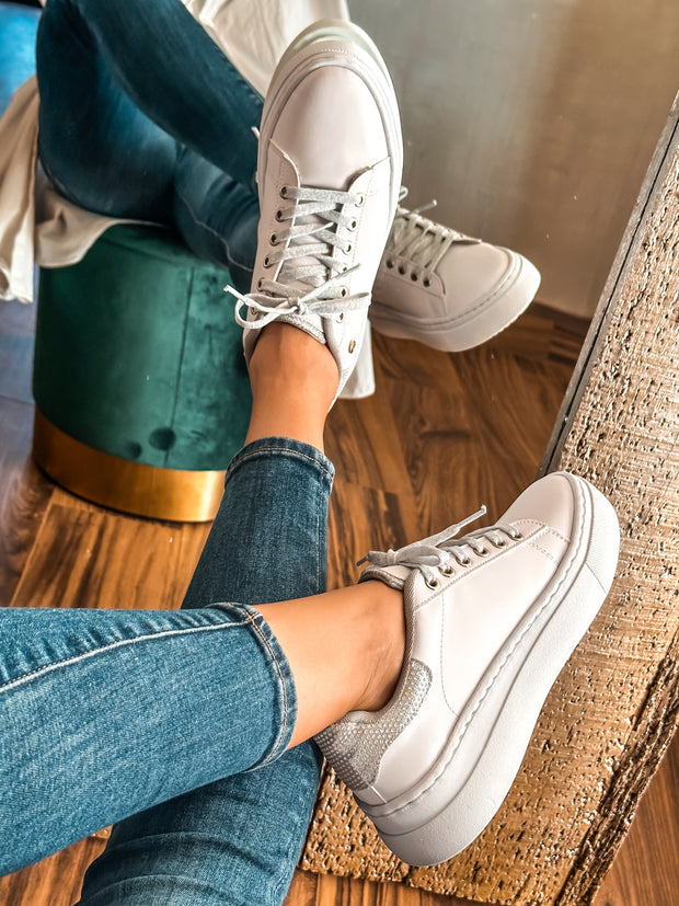 New York Shiny Laces Silver Sneakers