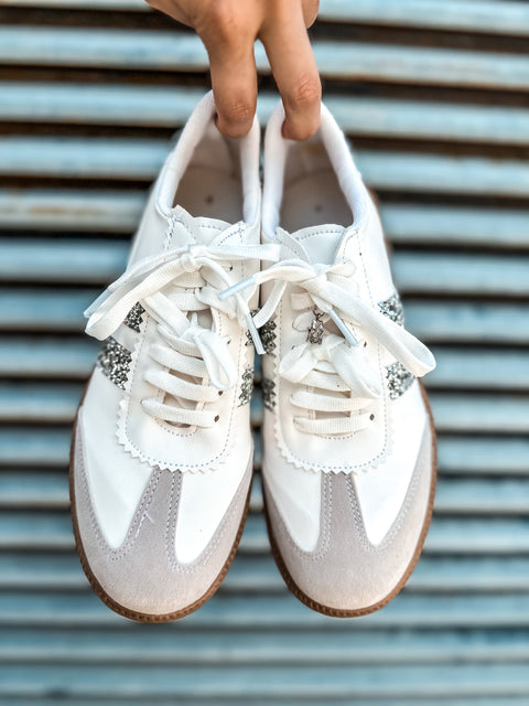 Sporty Glitter Sky Details White Sneakers