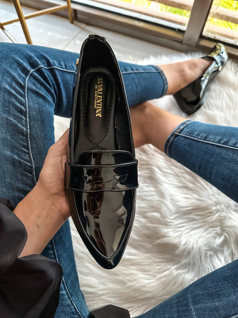 Gia Classy Shiny Black Flats