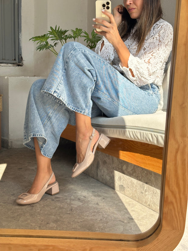 Mia Heels Square Tacón mini Nude