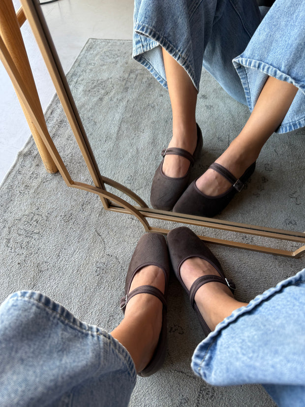 Mary Jane Suede Ferrero Balerinas