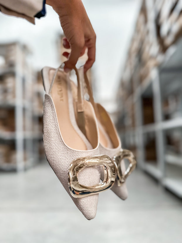 Lisboa Linen Slingback Flats