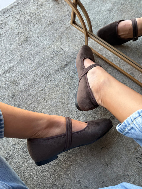 Mary Jane Suede Ferrero Balerinas