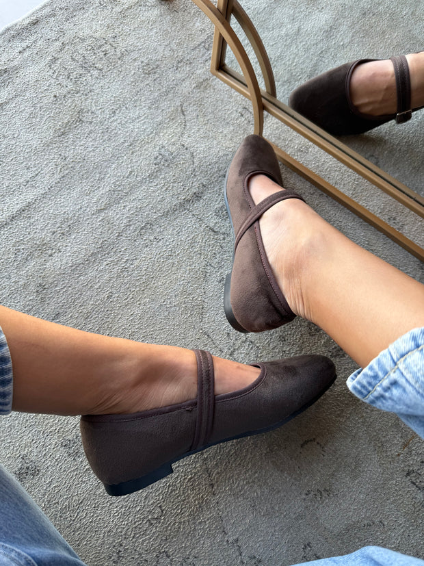 Mary Jane Suede Ferrero Balerinas