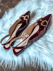 Gia Slingback Shiny Wine Flats
