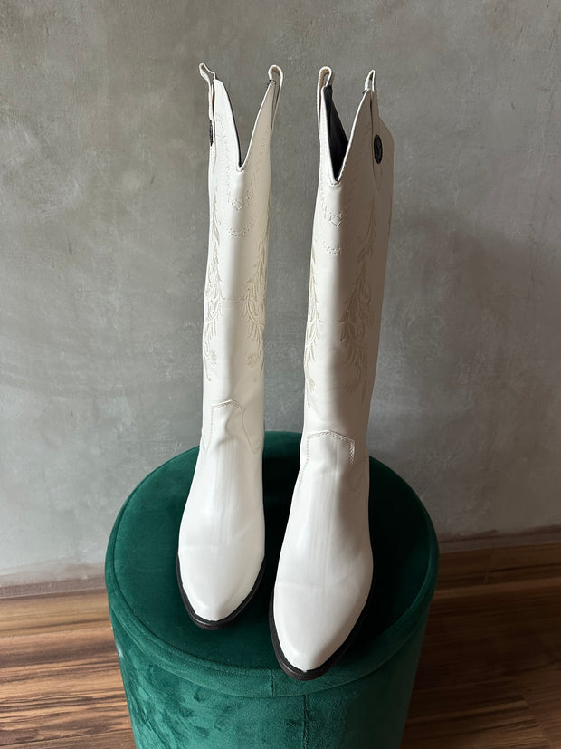 Antigua Boots Bordado flores Ivory