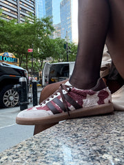 Burgundy Cow Sneakers Sporty