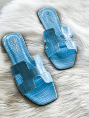 Hera Croco Blue Sandals