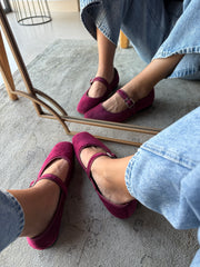 Mary Jane Suede Vino Balerinas