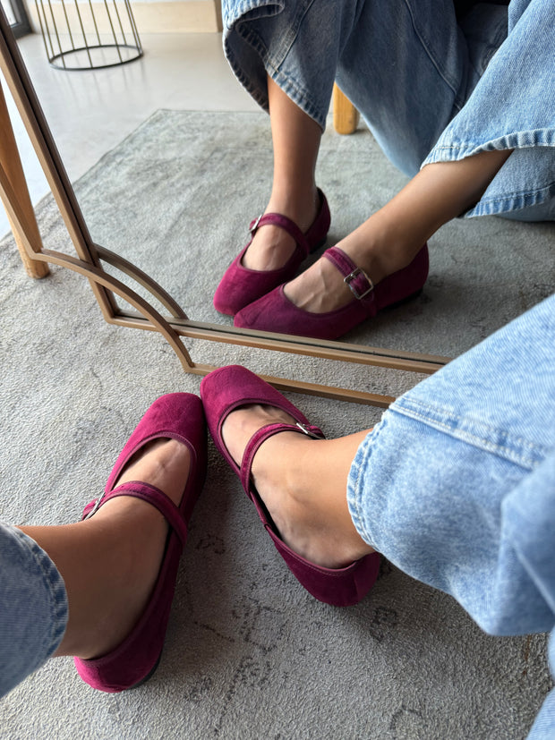 Mary Jane Suede Vino Balerinas