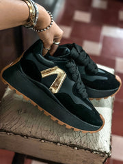 Valkiria Black & Gold Sneakers