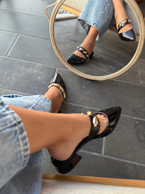 Mia Heels con cinto Tacón mini Negro