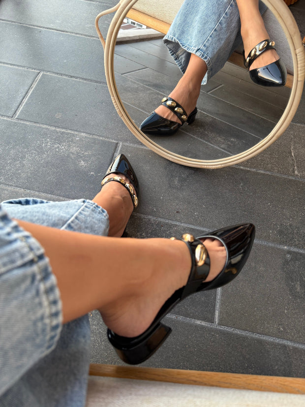 Mia Heels con cinto Tacón mini Negro