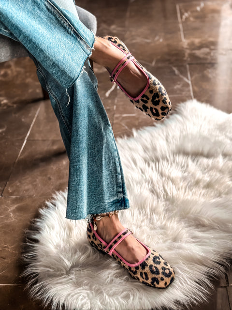 Mary Jane Leopard Pink Balerinas
