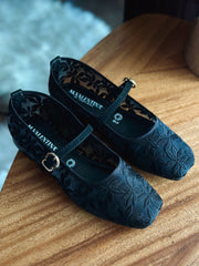 Mary Jane Flores Black Balerinas