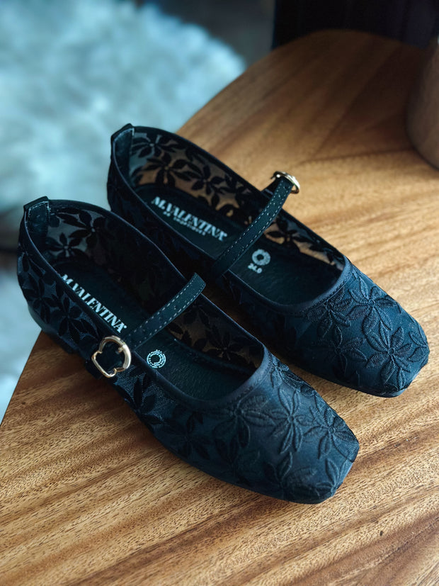 Mary Jane Flores Black Balerinas