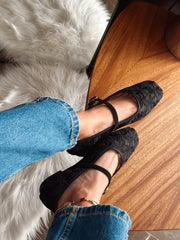 Mary Jane Flores Black Balerinas