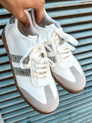 Sporty Glitter Sky Details White Sneakers