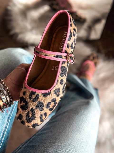 Mary Jane Leopard Pink Balerinas
