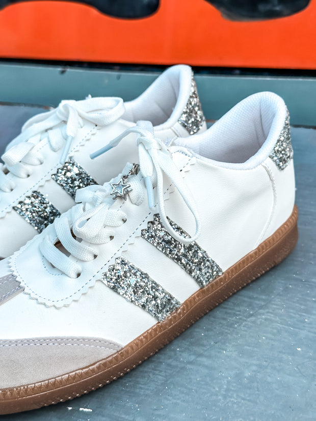 Sporty Glitter Sky Details White Sneakers