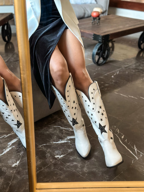 Moon Stars White Boots