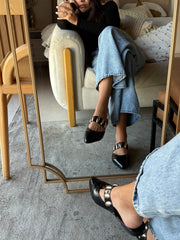 Dakota Black Charol Mules