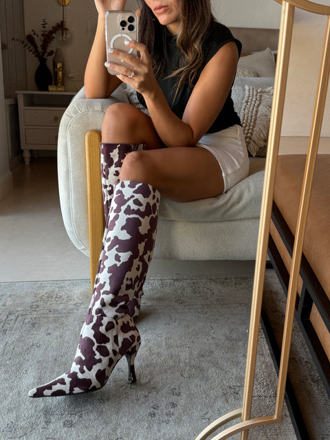 Greta Cow Print boots