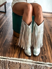 Texas Fringe Silver Boots