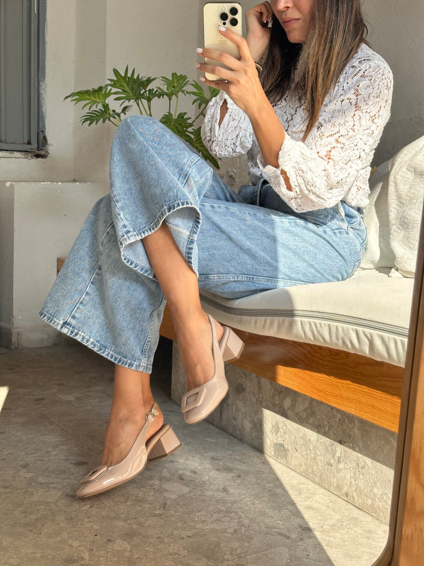 Mia Heels Square Tacón mini Nude