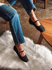 Mary Jane Flores Black Balerinas