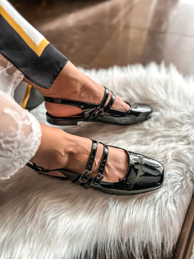 Mary Jane Flats Charol Negro