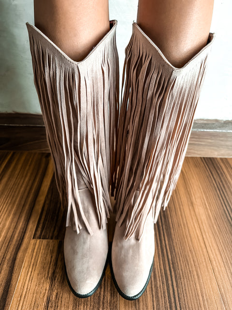 Texas Fringe Nude Boots