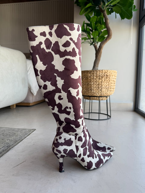 Greta Cow Print boots