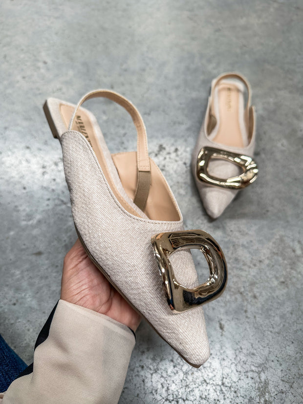 Lisboa Linen Slingback Flats