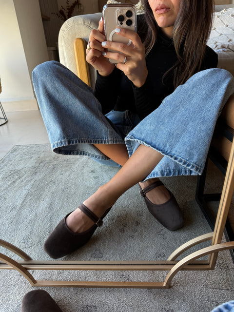 Mary Jane Suede Ferrero Balerinas