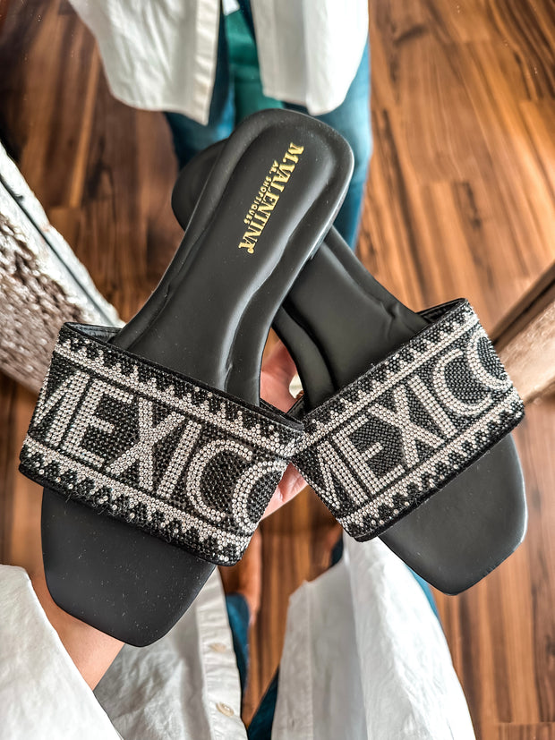 México Black Sandals