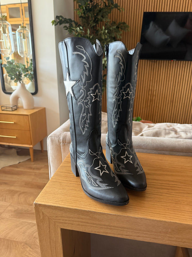 West Star Black Tejido en Ivory Boots