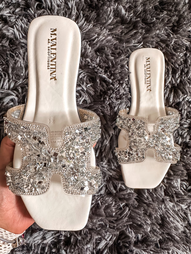 Hera White Diamond Sandals