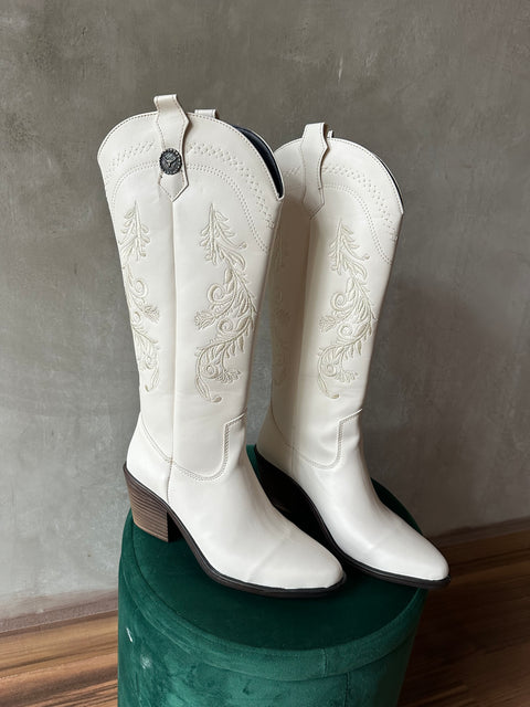 Antigua Boots Bordado flores Ivory