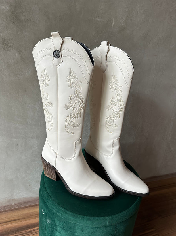 Antigua Boots Bordado flores Ivory
