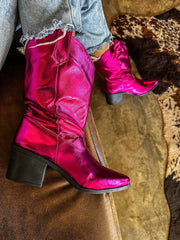 Texas Pink Metallic Boots