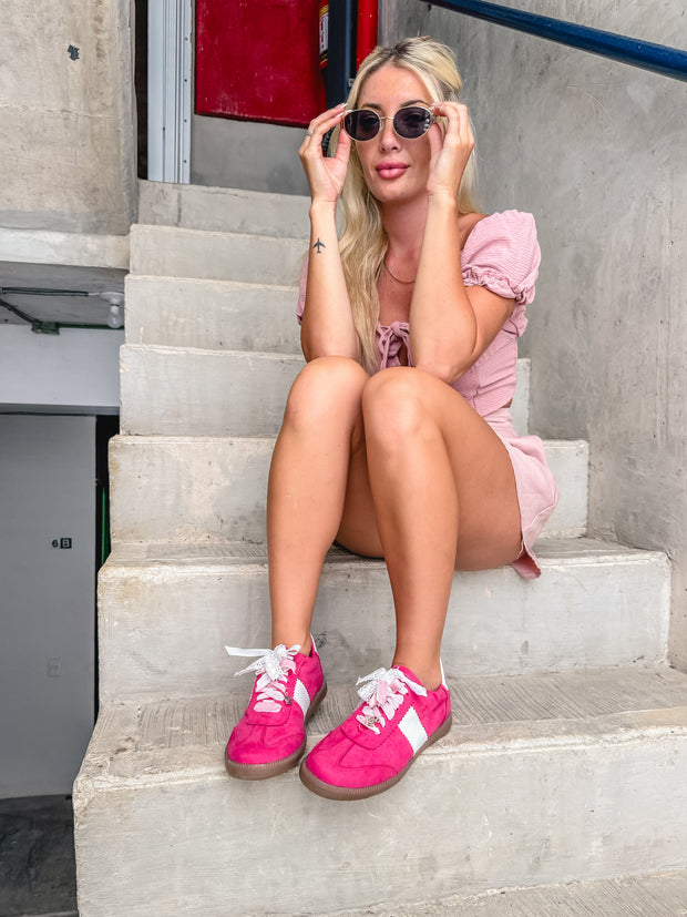 Zebra Pink Charms Sneakers