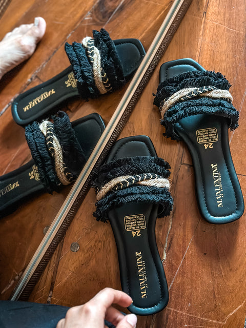Braid Cancun Black Sandals