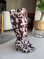 Greta Cow Print boots
