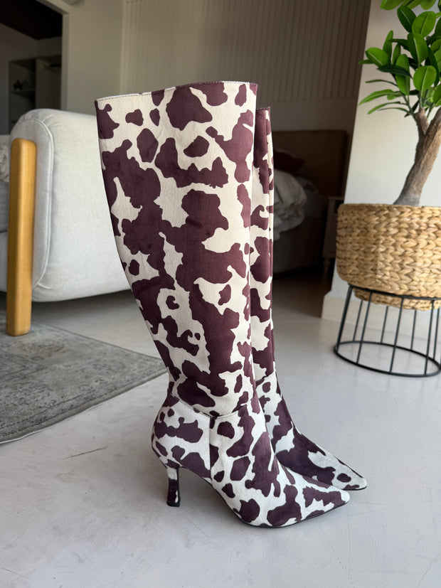 Greta Cow Print boots