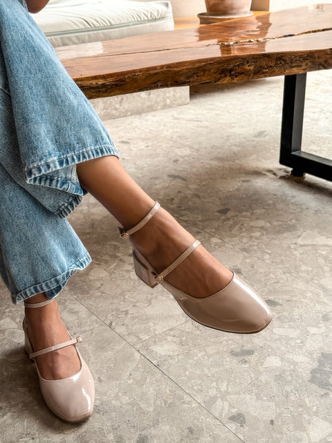 Mia Heels Mary Jane Tacón mini Nude