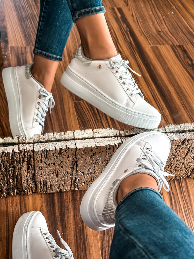 New York Shiny Laces Silver Sneakers