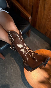 Heart Boots Chocolate & Blanco